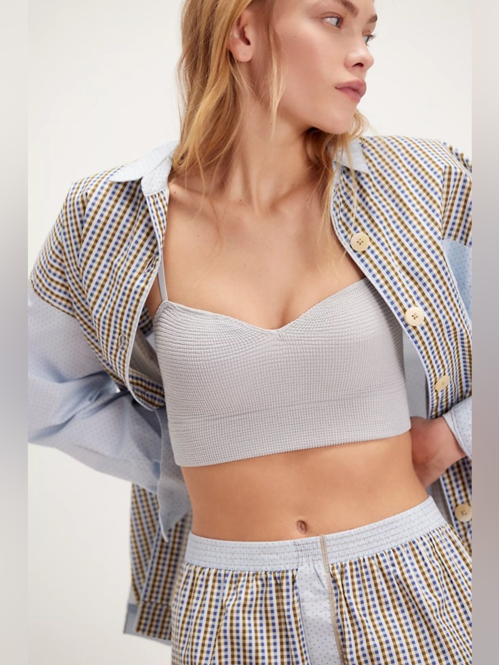 FREE PEOPLE Rib I Reach For Longline Bralette - Moonrock M-L/M-G